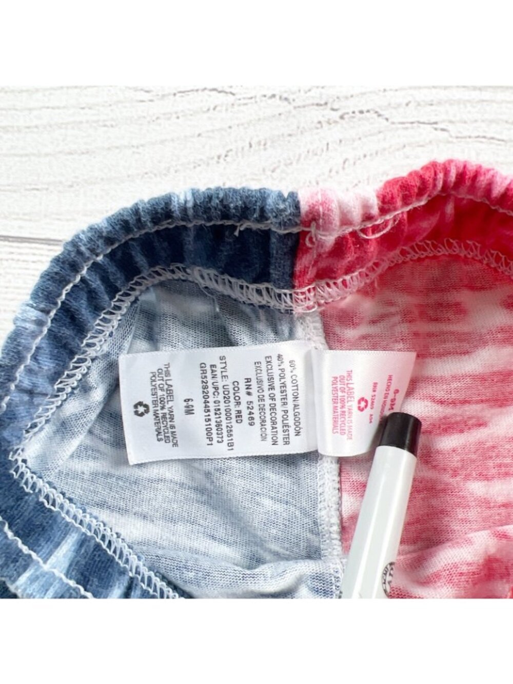 Celebrate Patriotic Tie Dye Shorts Blue Red Cotton Blend 6-9 Months - Picture 3 of 4